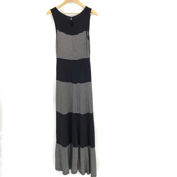 Bobeau Maxi Dress Black White Striped Hi Low S - Picture 5 of 8